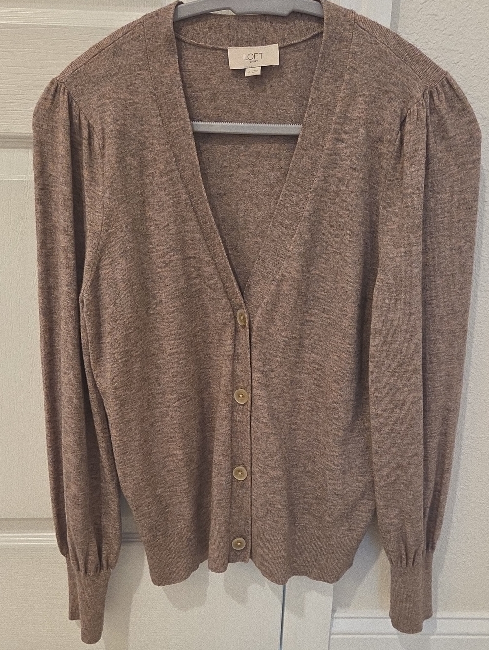 LOFT Outlet Brown V-Neck Button Front Cardigan